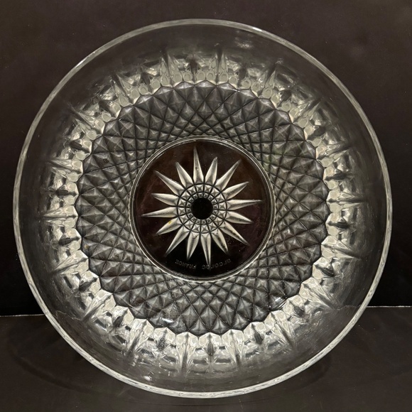 Vtg Arcoroc France Sunburst/Diamond Glass Serving Bowl + Ind. - Picture 5 of 7